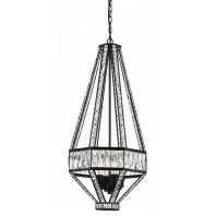 Telbix-Zofio 4LT Pendant 4x25wE27max Oiled Bronze / Clear Crystal